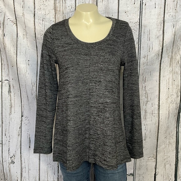 JONES New York Small Black/Gray Long Sleeve Knit Top Very Light Sweater New - Picture 1 of 7